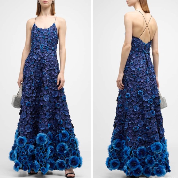 Alice and Olivia Dominique Floral-Embellished Ball Gown - Picture 2 of 13